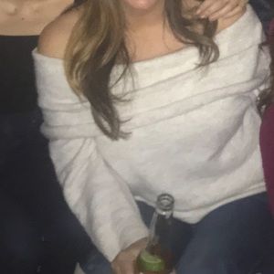 H&M long sleeve off the shoulder cream sweater